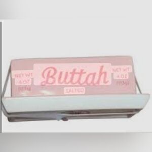 DWELL STUDIO Pink Stick of BUTTAH Lidded Ceramic Butter Dish 3x7”